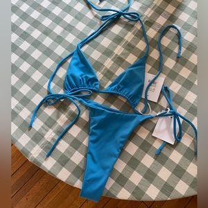 AEXAE tyra blue bikini set NWT
